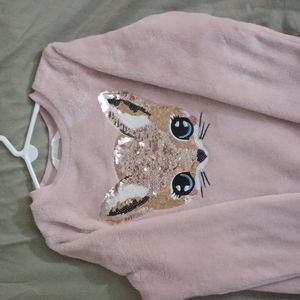 Cat pink sweater for winter soft teddy fabric inside to keep you warm